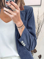 Corduroy Lapel Collar Casual Blazer