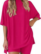 Full Size Half Sleeve T-Shirt and Shorts Set Plus Size