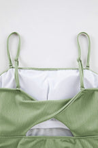 Ribbed Drawstring Sides Cutout One Piece Swimsuit