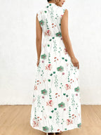 Floral Print Sleeveless Maxi Shirt Dress