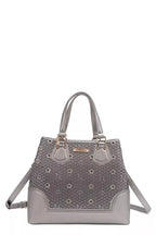 Nicole Lee USA Monogram Pattern Handbag with Rhinestones Decor