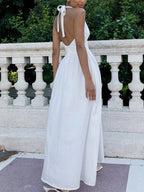 Halter Neck Flowy Maxi Dress