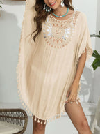Tassel Crochet Round Neck Cover-Up