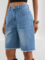 Ripped Frayed Hem Denim Shorts