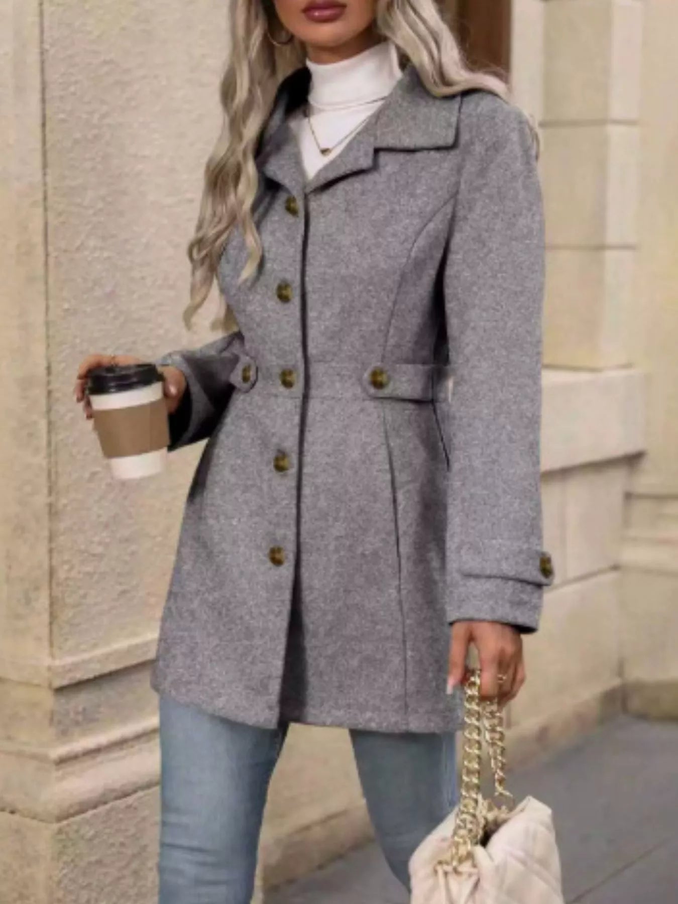 Button Up Long Sleeve Coat