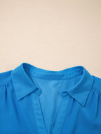 Half Buttons Collared Elastic Waist Sleeveless Shirt Dress