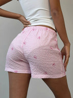 Bow Striped Drawstring Casual Shorts