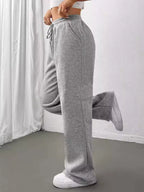 Relaxed Fit Drawstring Waist Solid Pants