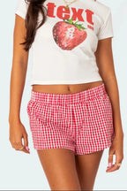 Plaid Elastic Waist Shorts