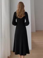 Ribbed Knit Mock Neck Midi Dress