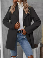 Lapel Collar Single-Button Wool Blend Overcoat
