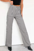 Stripe Patch Pocket High Waist Shift Denim Jeans