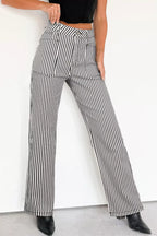 Stripe Patch Pocket High Waist Shift Denim Jeans