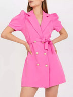Blazer Style Tie Waist Mini Dress