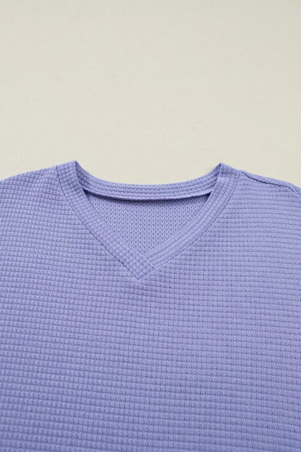 Waffle V Neck Short Sleeve Top