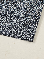 Leopard Print Contrast Striped Trim Polo Collar Short Sleeve Dress with Pockets