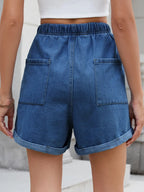 Drawstring Wash Denim Shorts