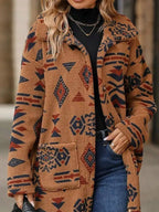 Geometric Button Up Longline Coat