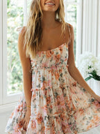 Floral Print Ruffle Tiered Mini Dress