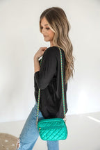 SueEllen Quilted Small Crossbody Bag with Gold Cha