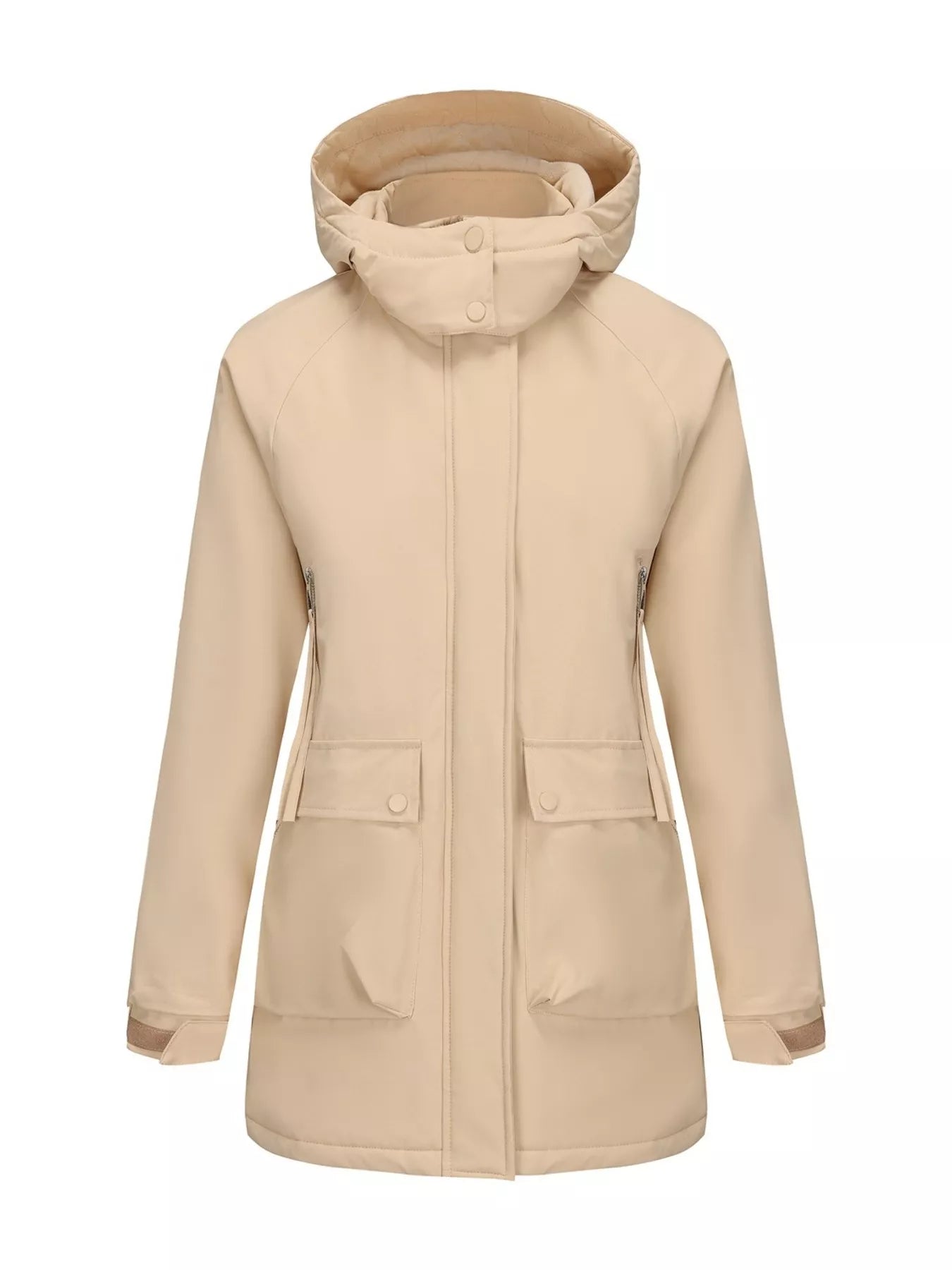 Full Size Zip Up Hooded Parka Outerwear Plus Size