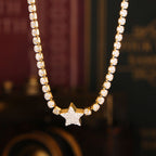 Titanium Steel Zircon Star Necklace