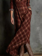 Plaid Long Sleeve Maxi Dress