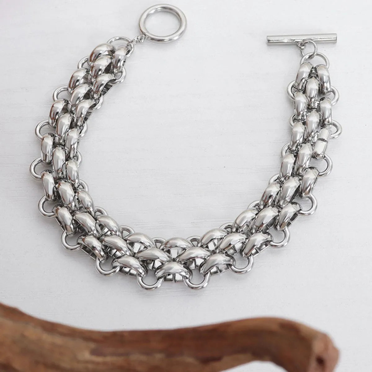 Gold Chain Link Jewelry Set with Necklace and Bracelet