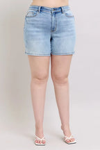 Judy Blue Full Size Mid Rise Washed Denim Shorts Plus Size