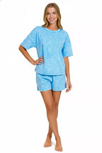 Zenana Halo Snow Washed Short Sleeve Tee and Shorts Set