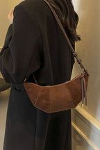 PU Leather Strap Suede Shoulder Bag