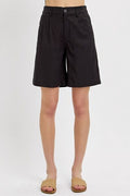 RISEN High Rise Pleated Front Shorts