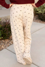 Bow Print Wide Leg Pants