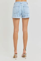 RISEN Full Size High Rise Belted Roll Up Shorts Plus Size