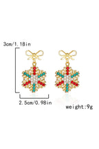 Gold Plated Bow Stud Rhinestone Embellished Snowflake Earrings