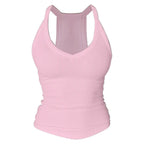 V Neck Cotton Tank Tops with Built-in Shelf Bra