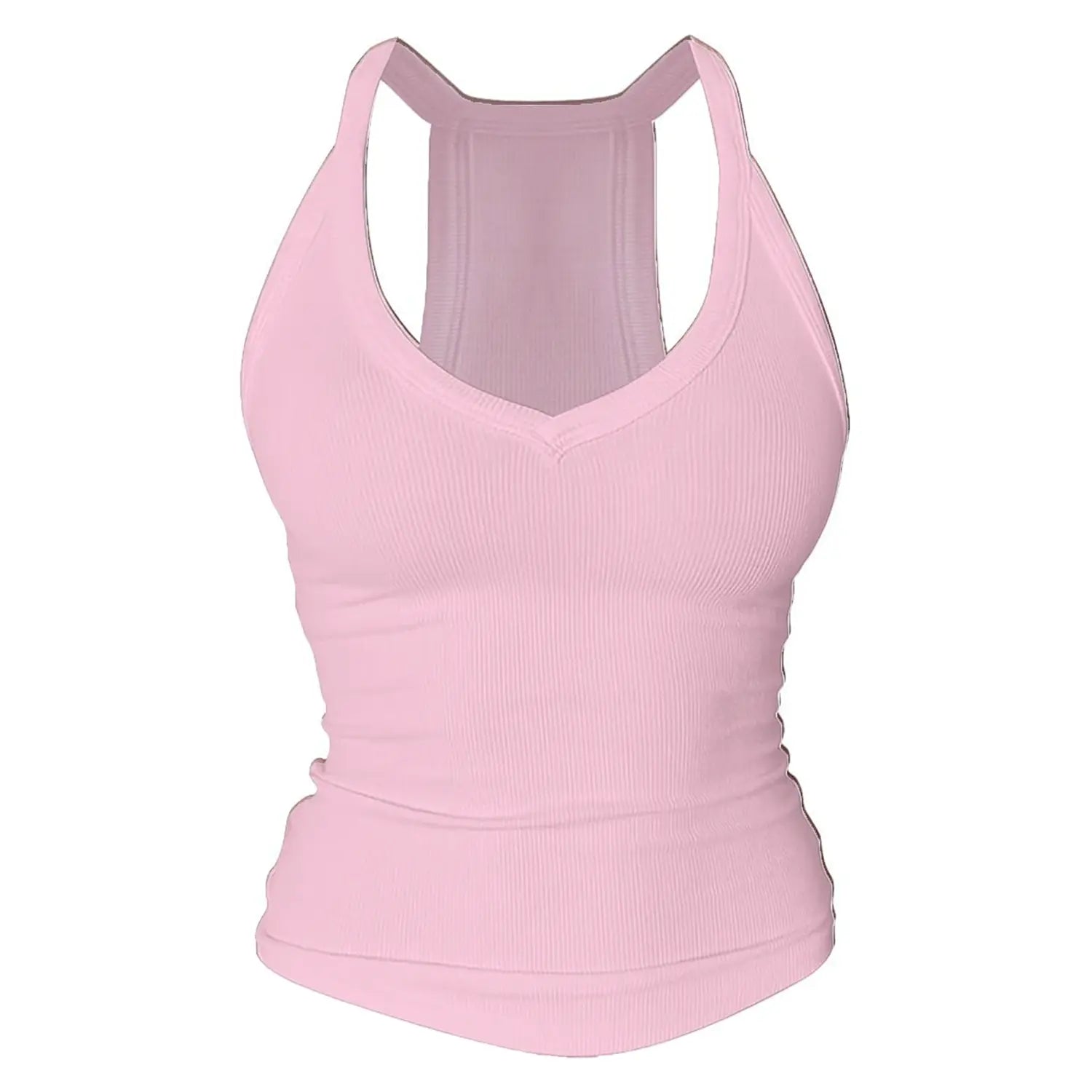 V Neck Cotton Tank Tops with Built-in Shelf Bra