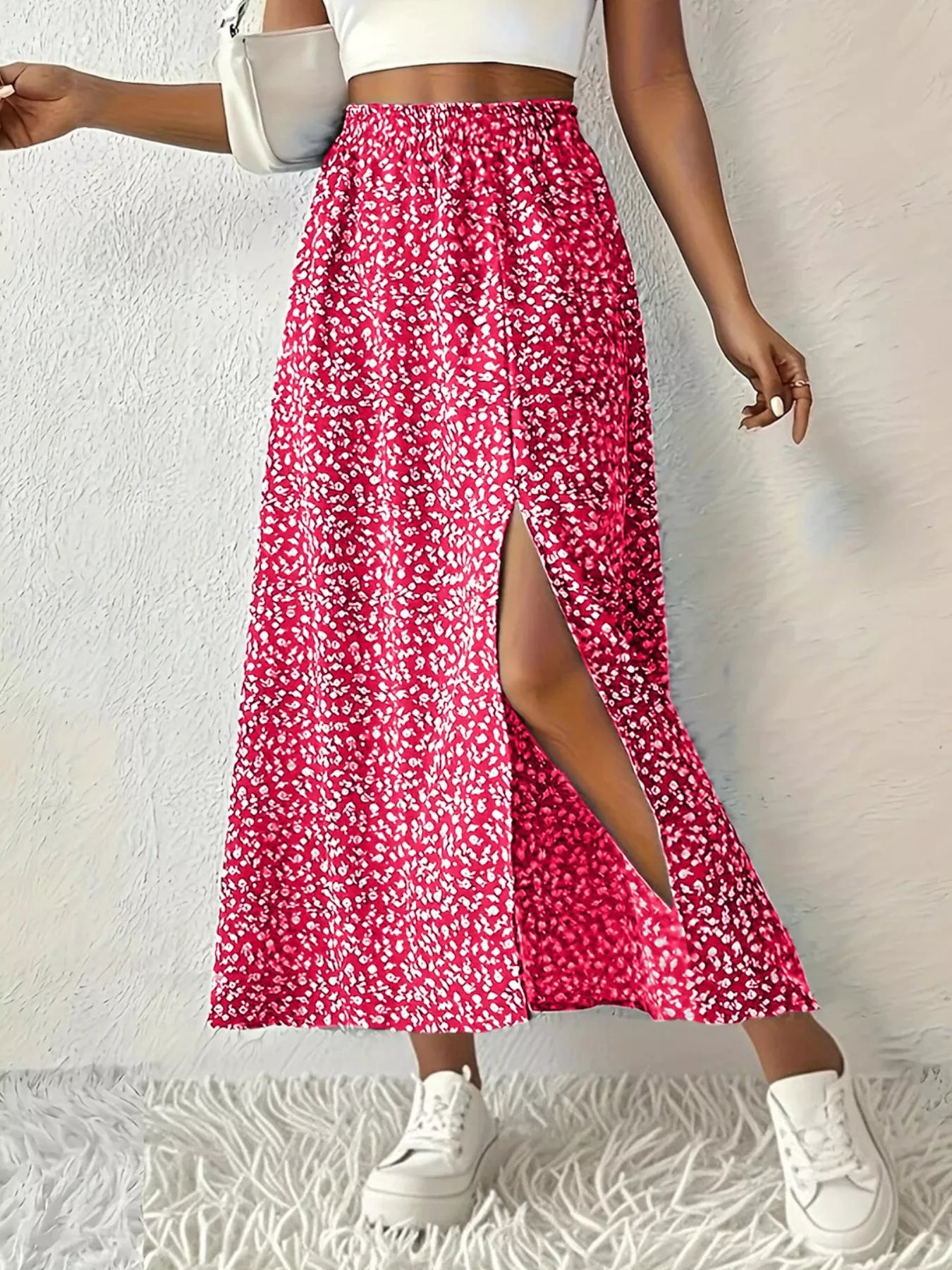 Slit Printed Skirt