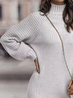 Full Size Turtleneck Raglan Sleeve Sweater Dress Plus Size