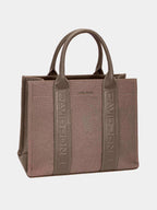 David Jones Canvas Tote Handbag with Contrast Leather Handles