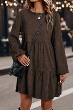 Long Sleeve Tiered Mini Dress