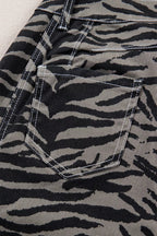 Zebra Stripe Printed Wide Leg Jeans