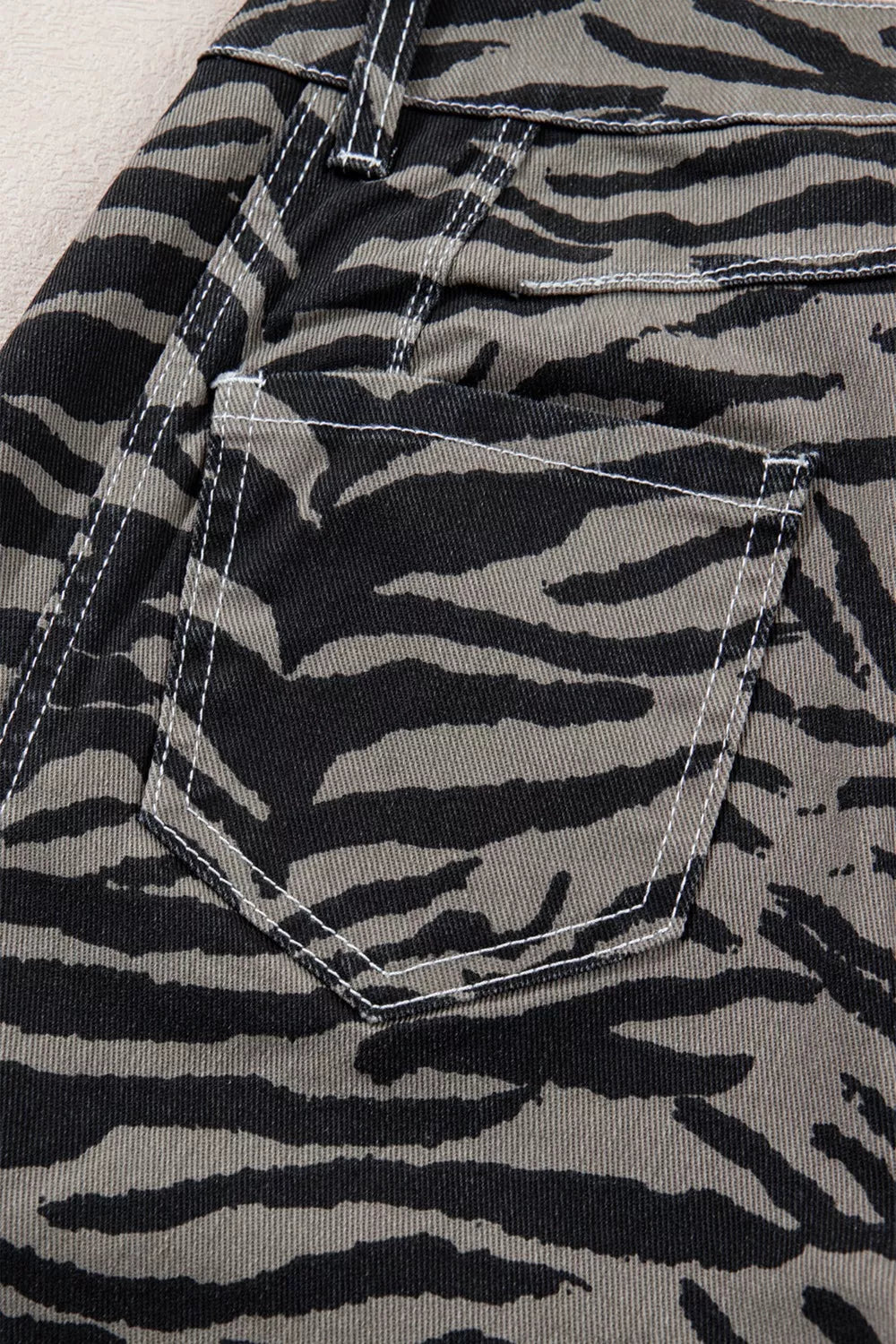 Zebra Stripe Printed Wide Leg Jeans