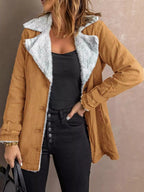 Full Size Sherpa Lined Button Up Outerwear Plus Size