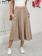 Elastic Waist Skirt With Pockets