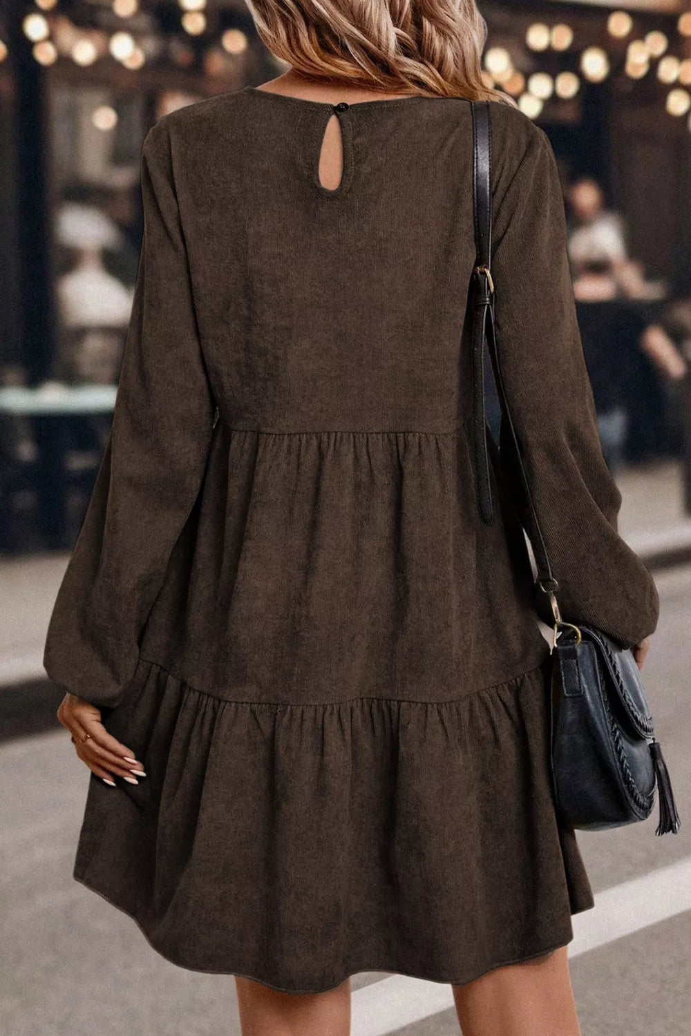 Long Sleeve Tiered Mini Dress