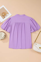 V Neck Puff Sleeve Summer Blouse