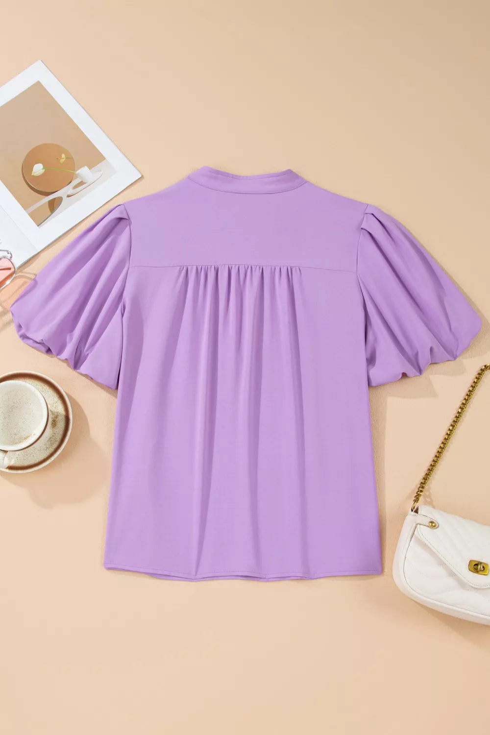 V Neck Puff Sleeve Summer Blouse