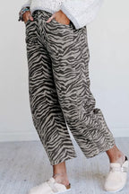 Zebra Stripe Printed Wide Leg Jeans