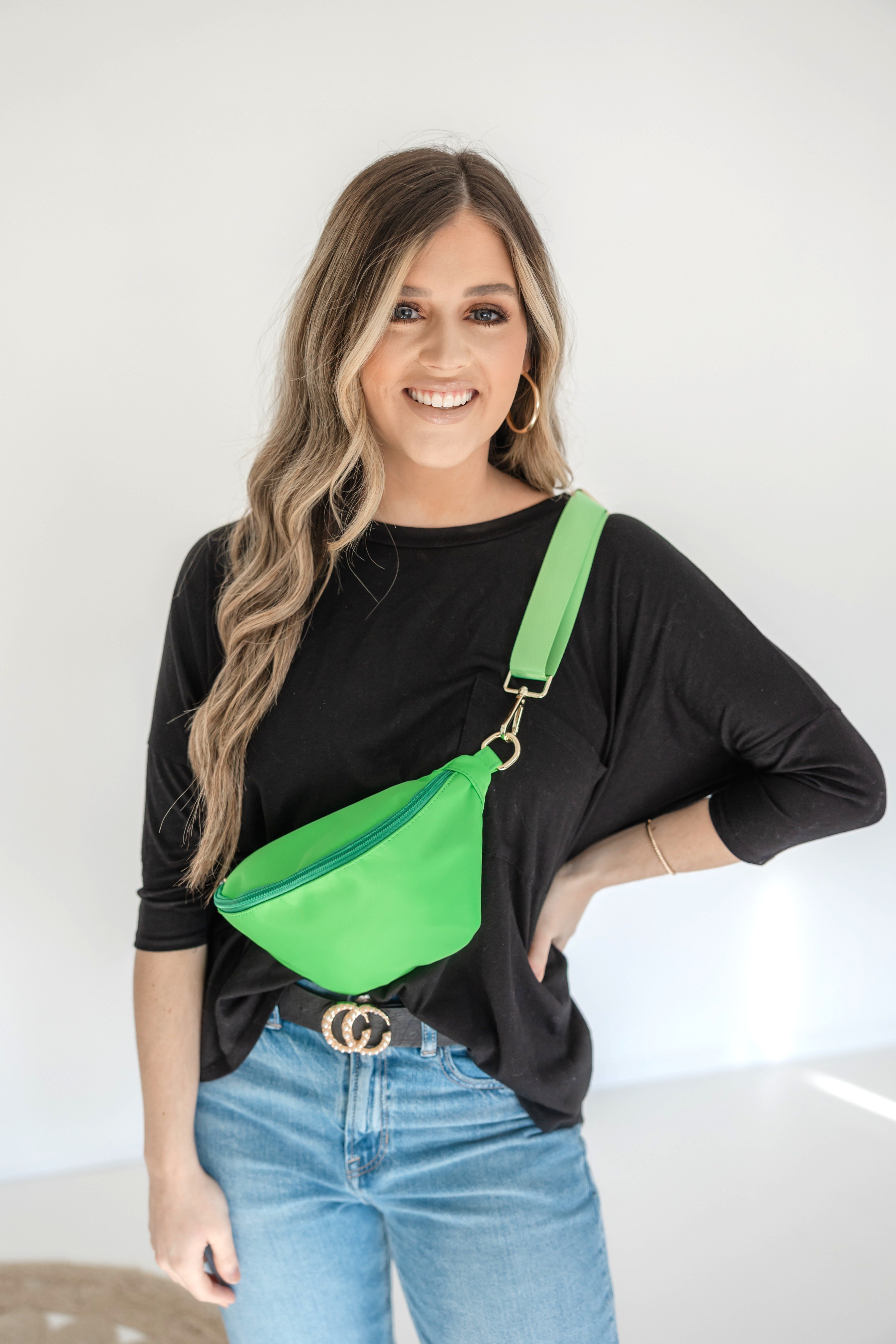 Colorful Nylon Sling Bum Hip Bag with Strap